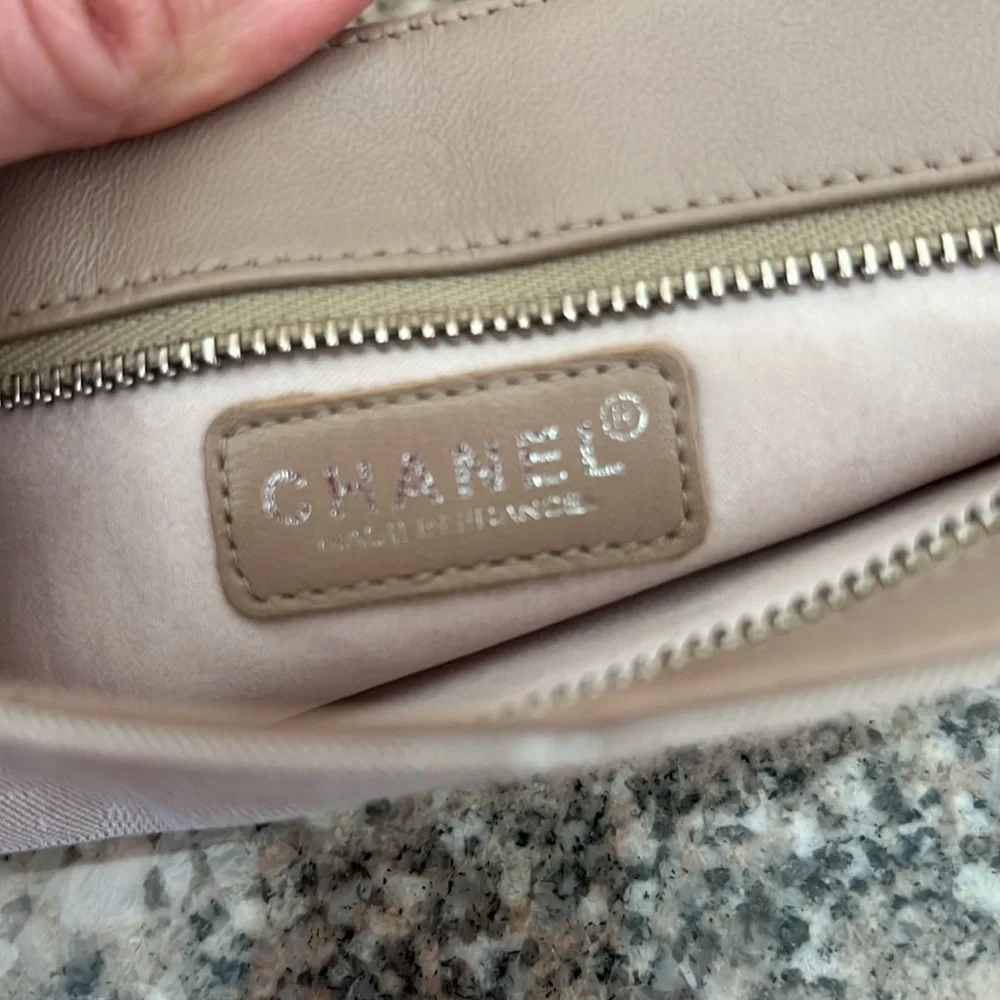 Chanel Tan Canvas and Leather Makeup Pouch